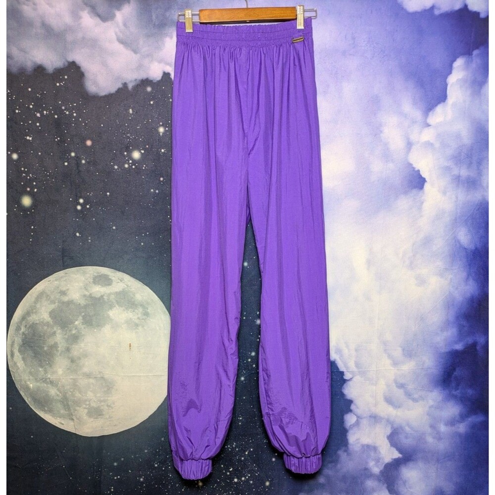 Vintage 80s 90s Purple Nylon Ski Snow Pants Stagsport Women Size L Winter